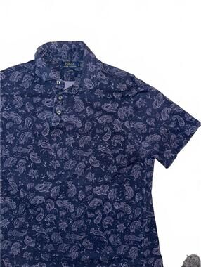 Men's Polo Ralph Lauren navy bandana print polo size large